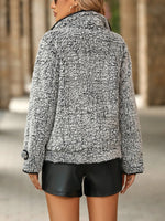 Veste Boutonnée Duveteuse À Poches