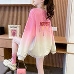 Sweatshirt Femme Dégradé à Col Rond et Manches Longues