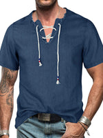 Chemise en Jean Bord Brut Manches Courtes Homme