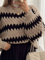Pull Rayé Col Rond Épaules Tombantes
