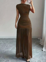 Robe Longue Moulante Froncée