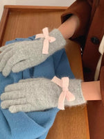 Gants Tricotés Détail Nœud
