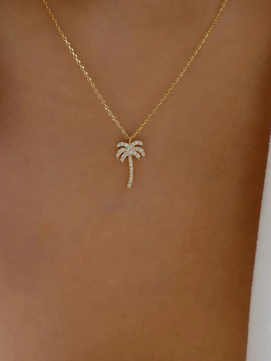 Collier Pendentif Palmier En Zircon
