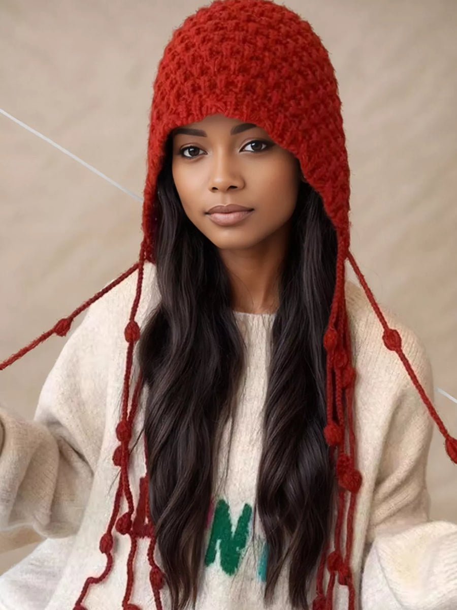 Bonnet Tricoté À Franges