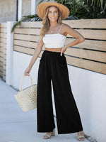 Taille Haute Pantalon Large Avec Poches