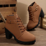 Bottines À Lacets Boucle Talon Épais