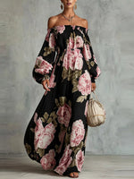Robe Longue Épaules Dénudées Fleurie