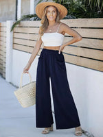 Taille Haute Pantalon Large Avec Poches