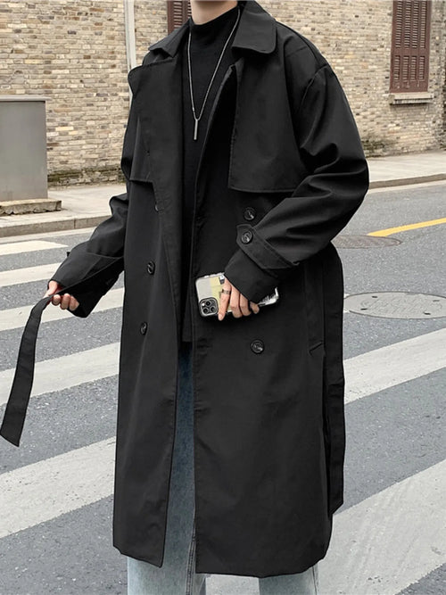 Trench Croisé Col Chemise Manches Longues Homme