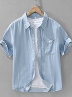 Chemise en Jean Boutonnée Manches Courtes Homme