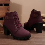 Bottines À Lacets Boucle Talon Épais
