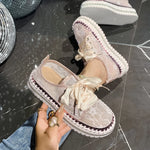 Baskets Basses en Dentelle & Lacets Ruban — Style Chic Kawaii & Glamour