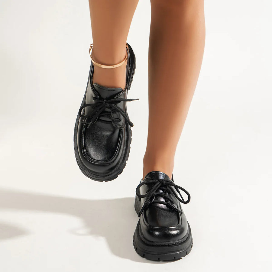 Mocassins Cuir Plateforme À Lacets
