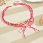 Collier Multi-Rangs Perles, Nœud & Étoile De Mer