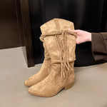 Bottes Hautes Slouchy en Suédine & Liens Tressés — Style Boho Chic & Kawaii Distingué