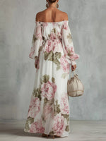 Robe Longue Épaules Dénudées Fleurie