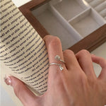 Bague Ajustable Cœurs en Argent 925 – Duo de Cristaux