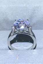 Bague Moissanite 5 Carats Plaquée Platine - Monture Fine