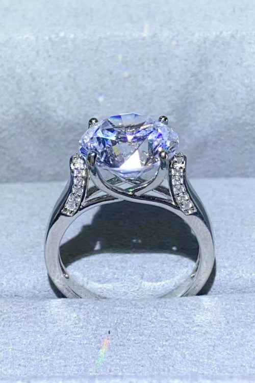 Bague Moissanite 5 Carats Plaquée Platine - Monture Fine