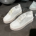 Baskets Basses en Dentelle & Lacets Ruban — Style Chic Kawaii & Glamour