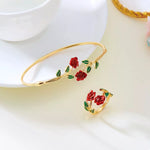 Parure Bague Croisée & Bracelet Plaqué Or Rose