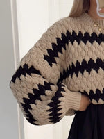 Pull Rayé Col Rond Épaules Tombantes