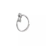 Bague Ajustable Cœurs en Argent 925 – Duo de Cristaux