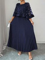 Robe Mi-Longue Élégante Grandes Tailles avec Cape en Tulle & Voile (5 Coloris)