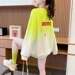 Sweatshirt Femme Dégradé à Col Rond et Manches Longues