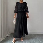 Robe Mi-Longue Élégante Grandes Tailles avec Cape en Tulle & Voile (5 Coloris)