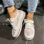 Baskets Basses en Dentelle & Lacets Ruban — Style Chic Kawaii & Glamour