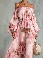 Robe Longue Épaules Dénudées Fleurie