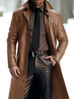 Manteau Long en Cuir Noir & Ensemble Sophistiqué — Esprit Executive Luxury