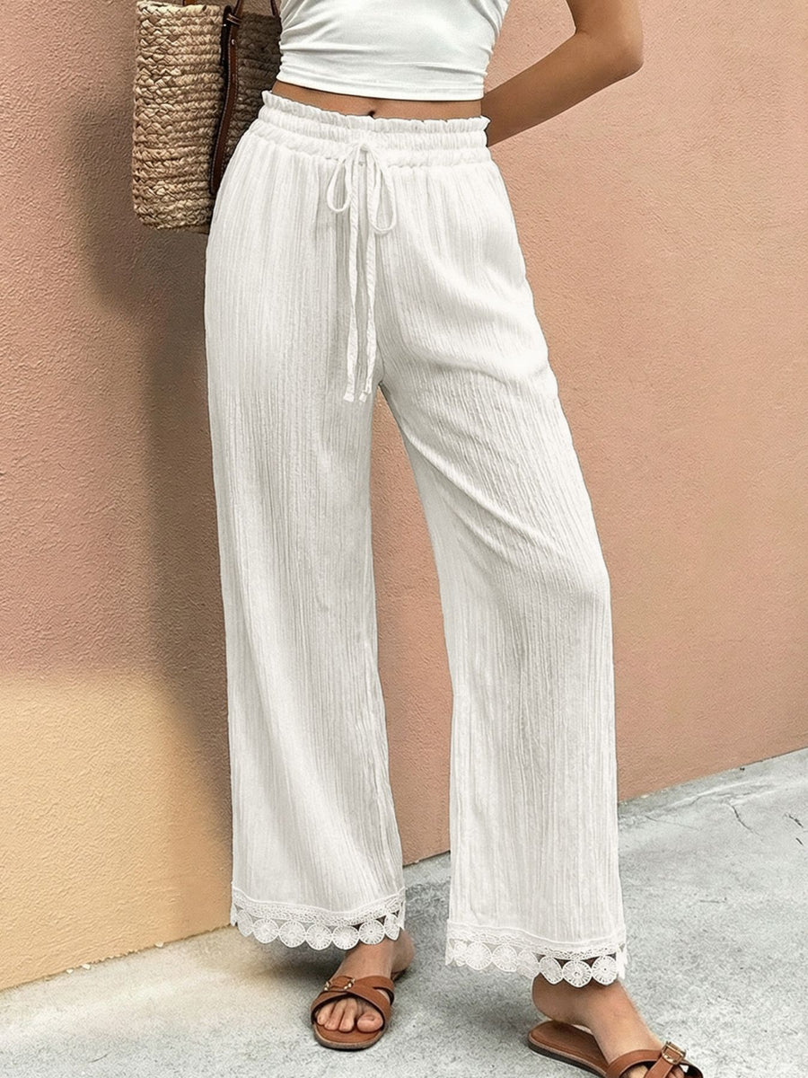 Pantalon Large Liseré Dentelle
