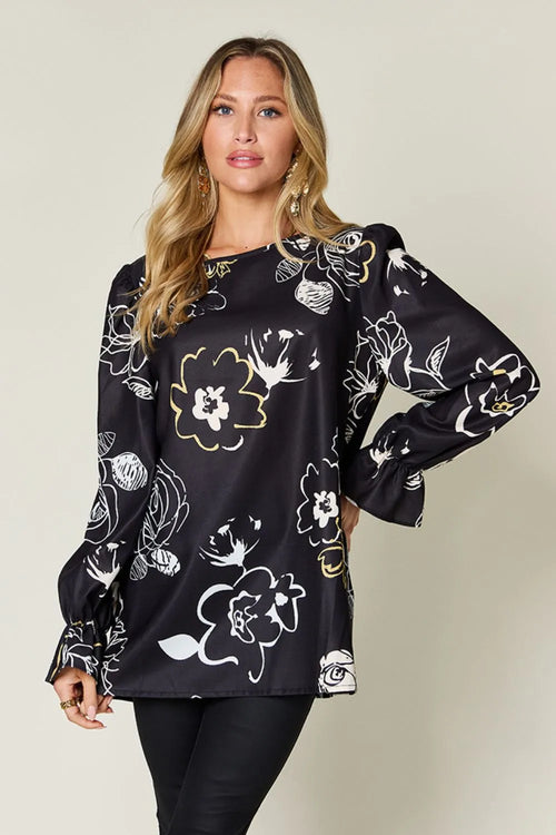 Blouse Imprimée Manches Volantées
