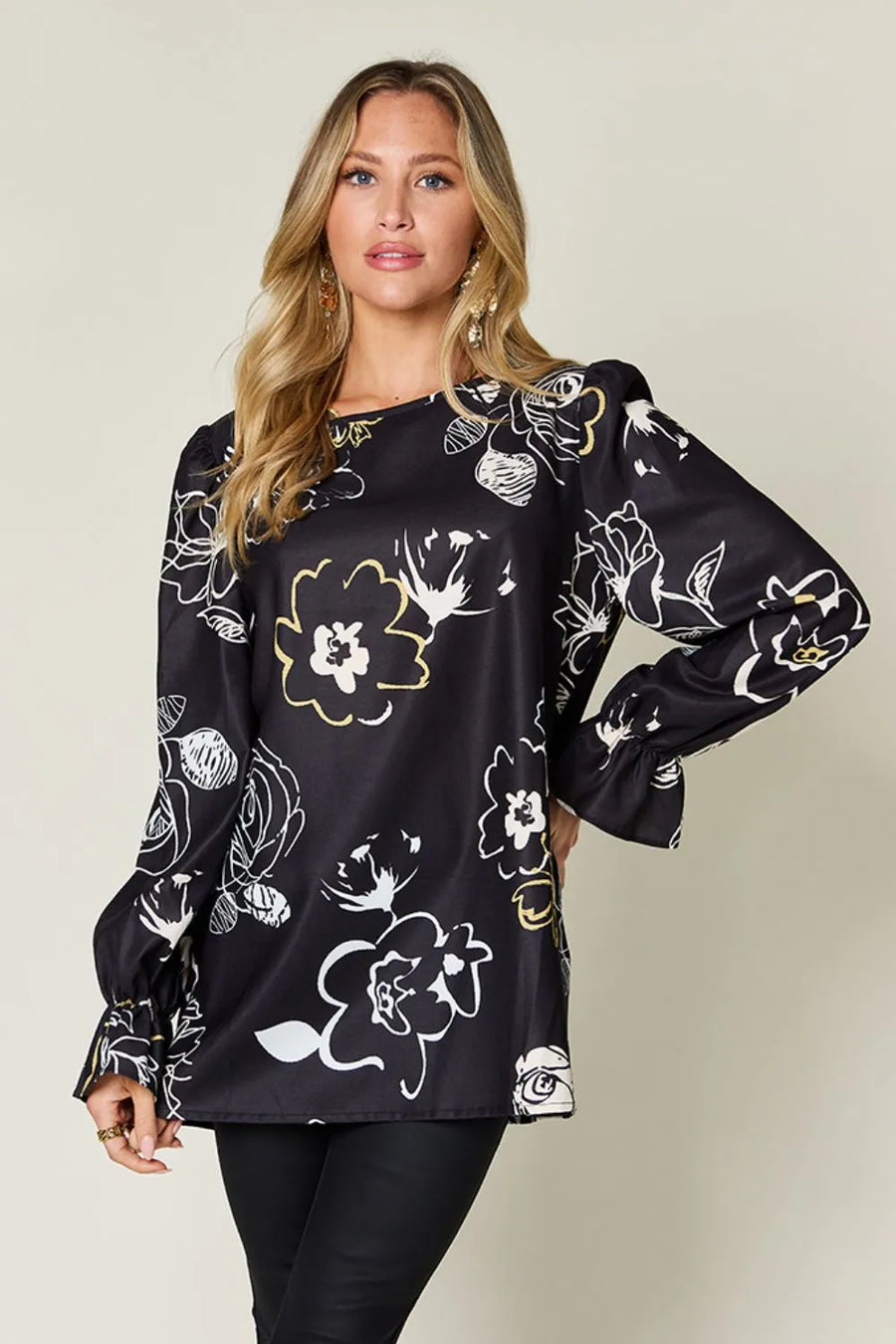 Blouse Imprimée Manches Volantées