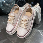 Baskets Basses en Dentelle & Lacets Ruban — Style Chic Kawaii & Glamour