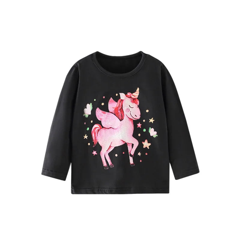 T-Shirt Fille Motif Licorne - Manches Longues