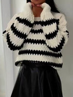Pull Rayé Col Rond Épaules Tombantes