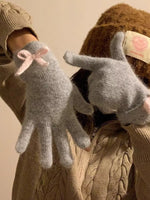 Gants Tricotés Détail Nœud