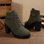 Bottines À Lacets Boucle Talon Épais