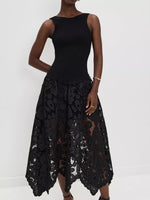 Robe Midi Sans Manches Côtelé Crochet