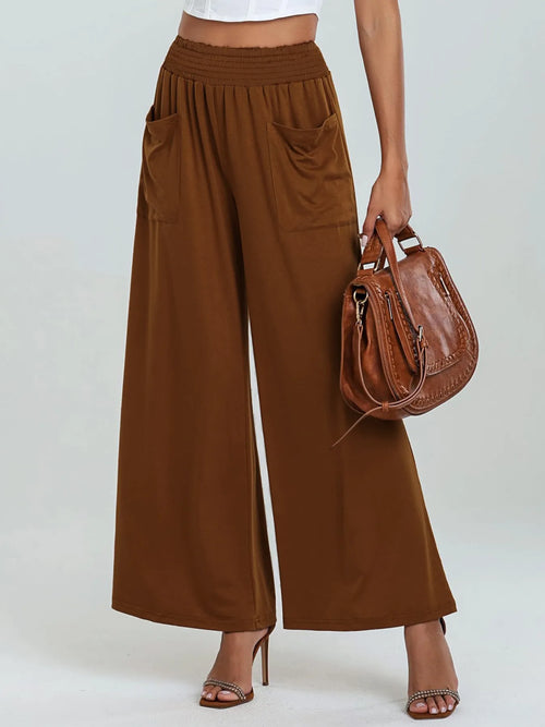 Taille Haute Pantalon Large Avec Poches