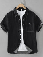 Chemise en Jean Boutonnée Manches Courtes Homme