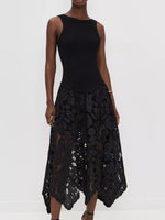 Robe Midi Sans Manches Côtelé Crochet