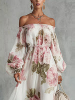 Robe Longue Épaules Dénudées Fleurie