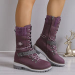 Bottes Mi-Mollet Grises à Lacets & Sangles Bijoux — Style Chic Alpine & Kawaii Distingué
