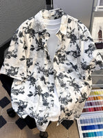 Chemise Boutonnée Imprimée Manches Courtes Homme