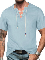 Chemise en Jean Bord Brut Manches Courtes Homme