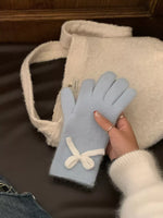 Gants Tricotés Détail Nœud